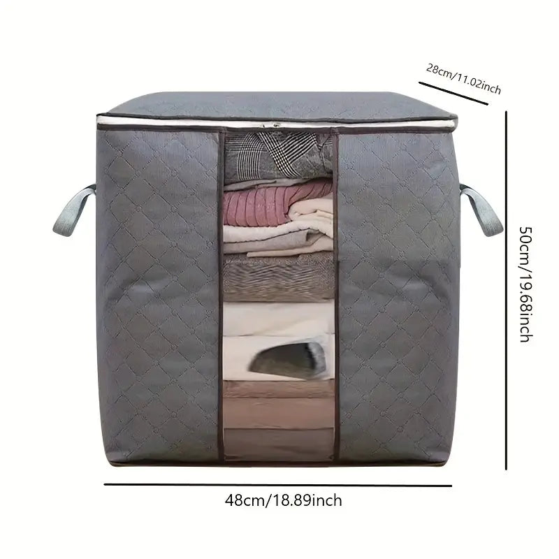 Pack 2 bolsas de almacenamiento, organizador de mantas y ropa para guardar ropa de cama, edredones, con asa reforzada, ventana transparente y cremalleras resistentes