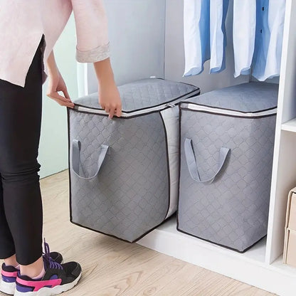 Pack 2 bolsas de almacenamiento, organizador de mantas y ropa para guardar ropa de cama, edredones, con asa reforzada, ventana transparente y cremalleras resistentes