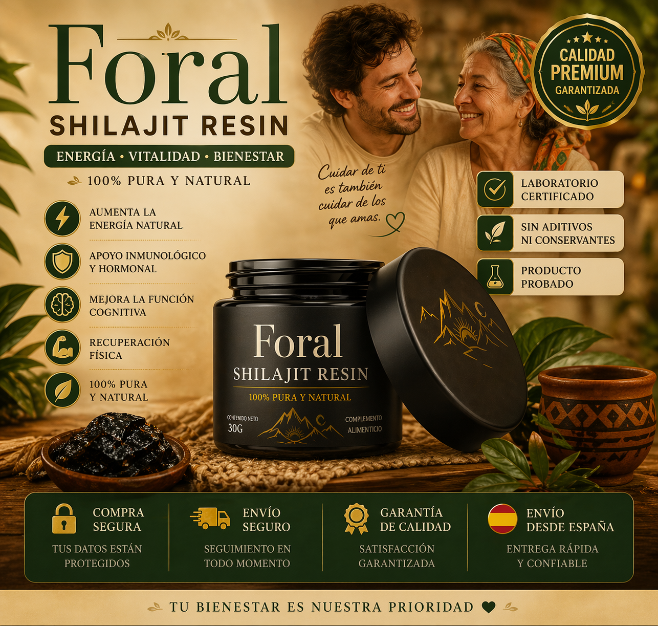 Shilajit 100% Puro 💎 Fuente de Energía Vital del Himalaya