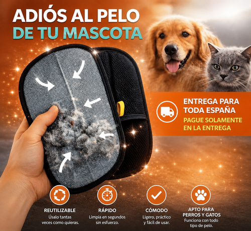 Manopla Quitapelos Reutilizable para Mascotas