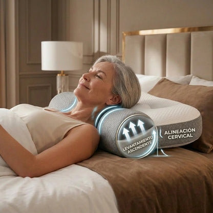 Almohada: la única almohada viscoelástica del mercado con soporte para la curvatura del cuello.