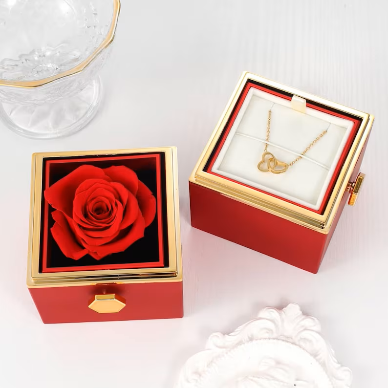 Rosa Eterna | Flor Auténtica y Collar de Regalo
